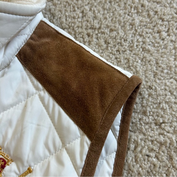 Polo Ralph Lauren Challege Equestrian Quilted Vest Sz M Crest Suede Shoulders - Picture 6 of 9